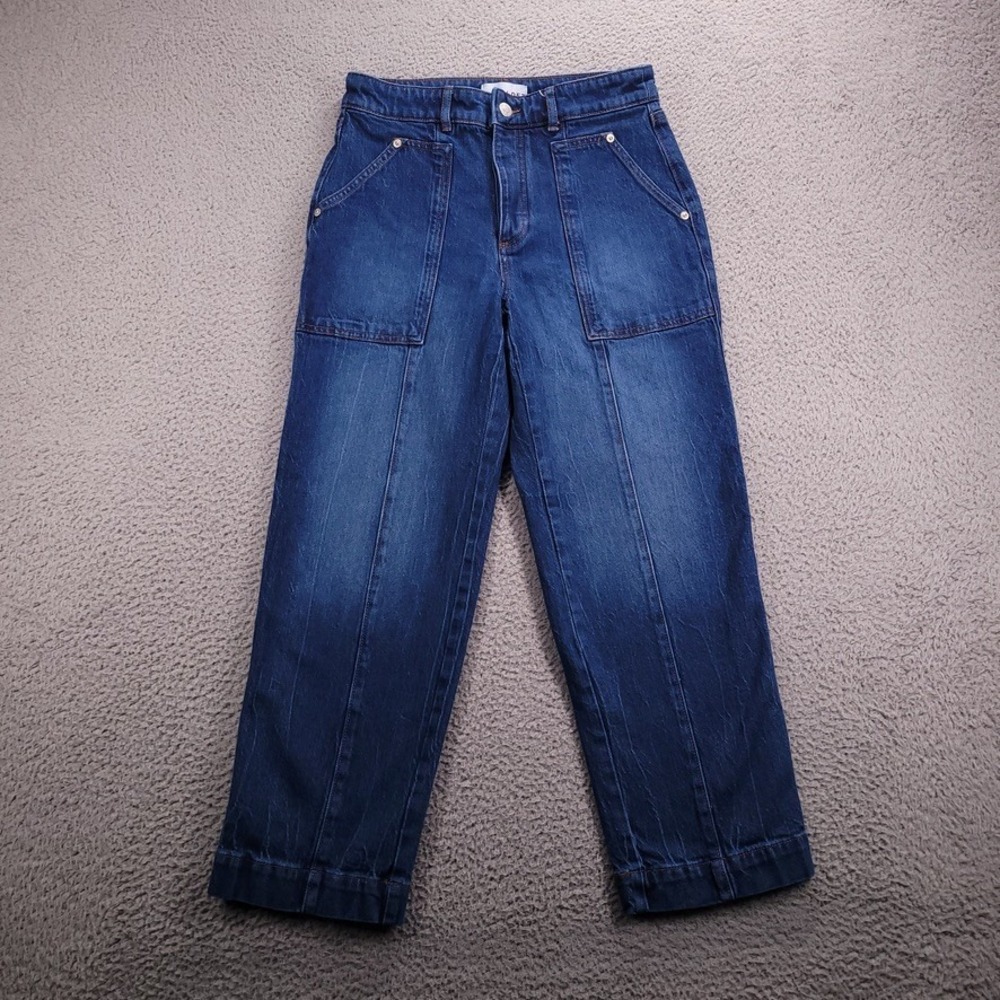 LOFT Jeans Size 27/4 Petite The Straight Center Seam Blue Whiskered Denim